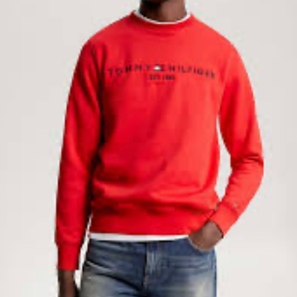 Tommy Hilfiger Classic Red Crewneck Sweatshirt, Youth Boy’s 12/14 Years - Picture 2 of 11